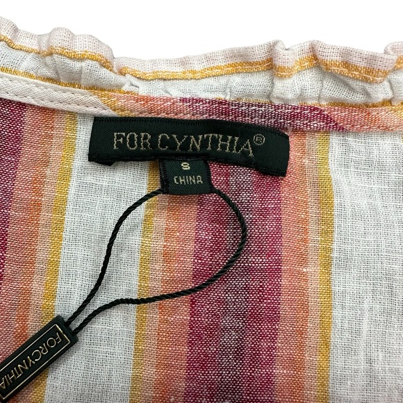 For Cynthia Striped Linen Sleeveless Top - Picture 4 of 9
